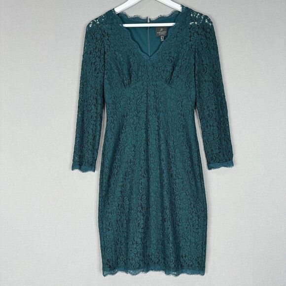 Adrianna Papell Dresses & Skirts - Adrianna Papell Womens Dress 4 Teal Blue‎ Fallen For Him Sheath Lace Cocktail